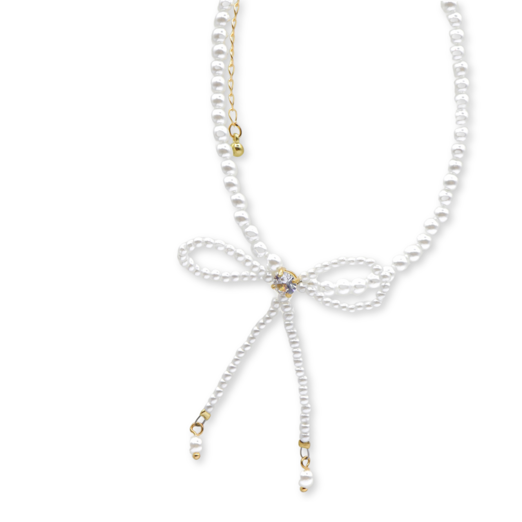 ROMALI Pearl Bowtie Choker Necklace - ROMALI