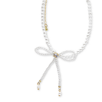 ROMALI Pearl Bowtie Choker Necklace - ROMALI