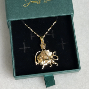 ROMALI Lion & Sun Iran Pahlavi Necklace | 18K Gold-Plated