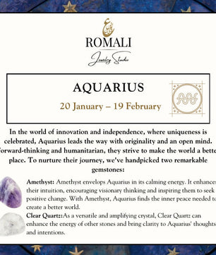 ROMALI Aquarius Zodiac Bracelet - Amethyst & Clear Quartz - ROMALI