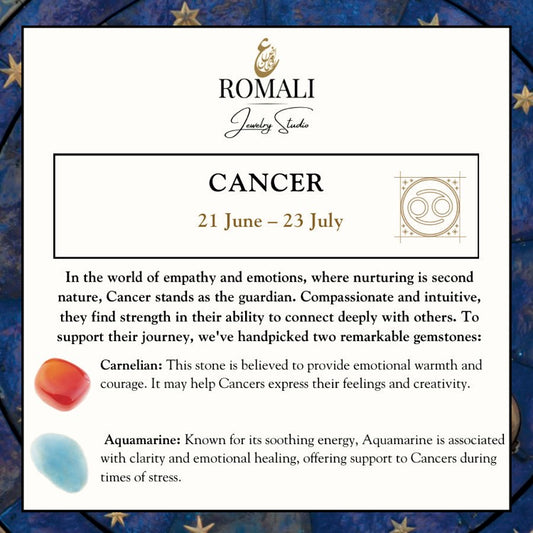 ROMALI Cancer Zodiac Bracelet - Carnelian & Aquamarine - ROMALI