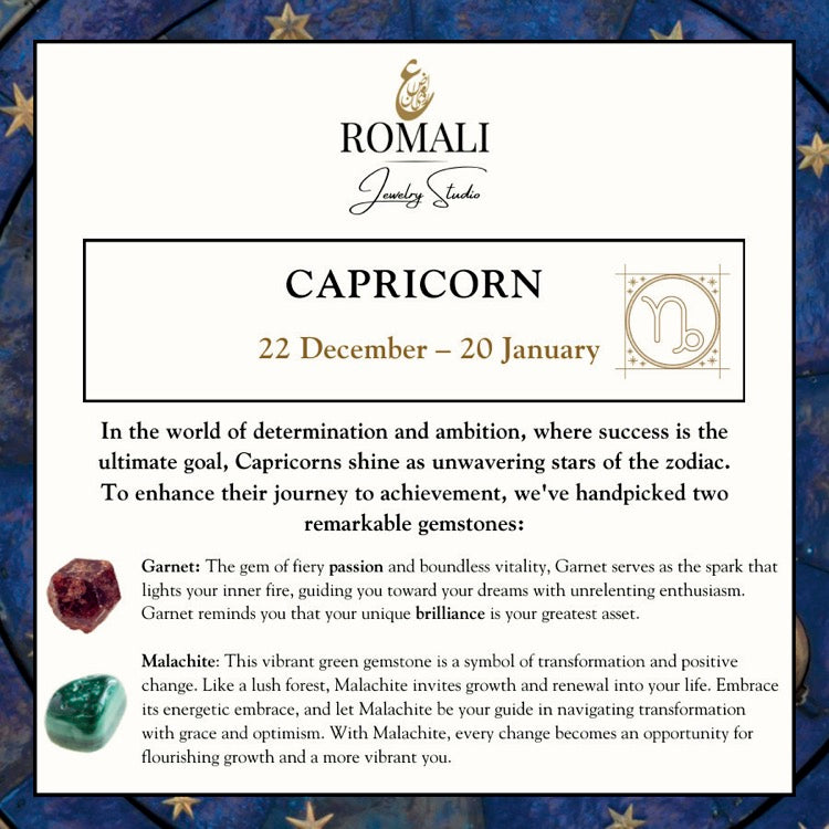 Capricorn Zodiac Bracelet - Garnet & Malachite