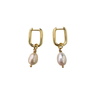 ROMALI 18k Gold-Plated Golden Pearl Hoops