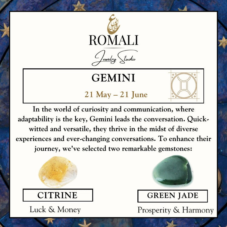 Gemini Zodiac Bracelet - Green Jade & Citrine