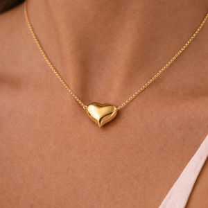 ROMALI Puffy Gold Heart Pendant Necklace | 18K Gold-Plated