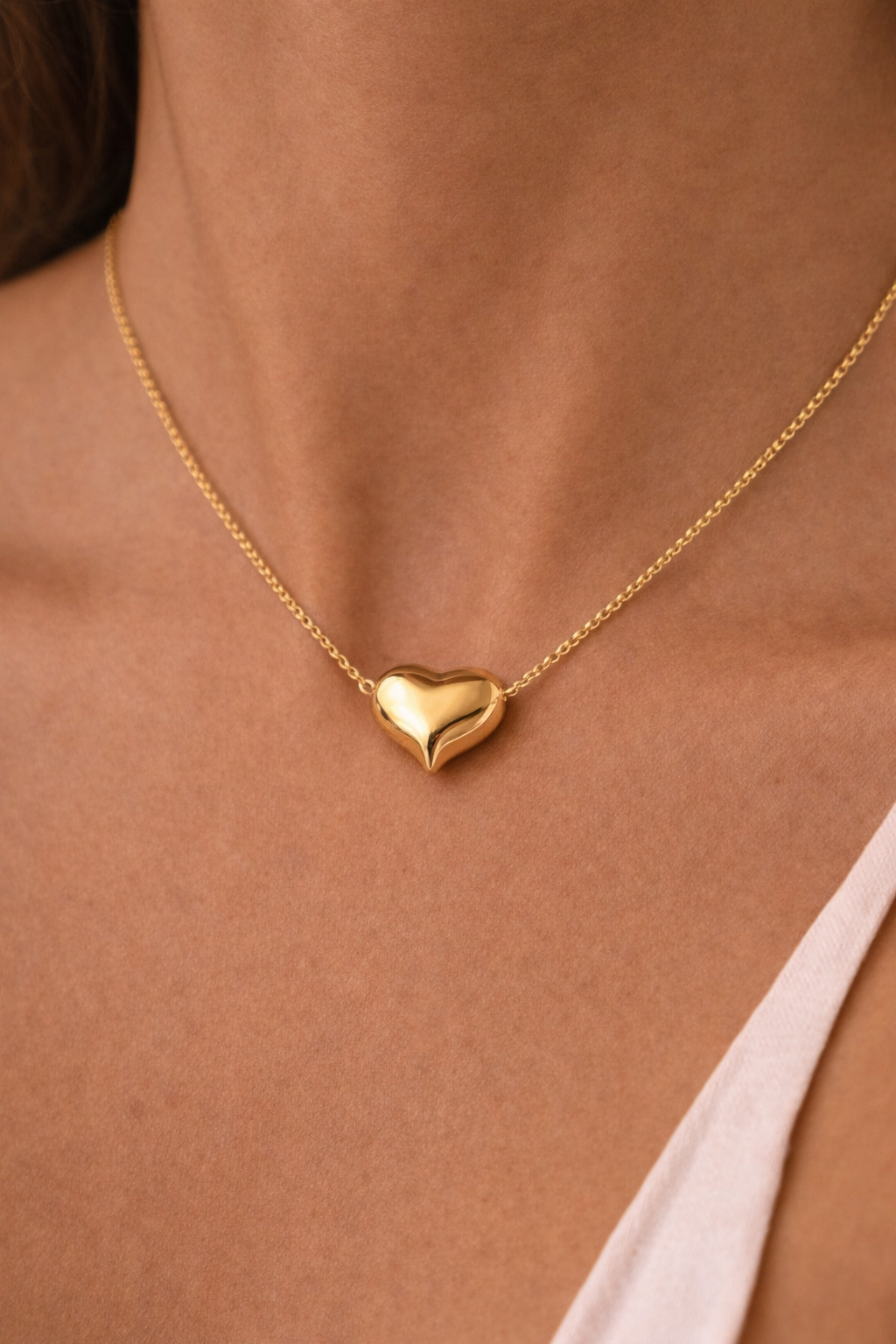 ROMALI Puffy Gold Heart Pendant Necklace | 18K Gold-Plated