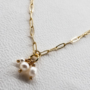 ROMALI 18K Gold-Plated Paperclip Petite Freshwater Pearlies Pendant Necklace - ROMALI