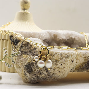 ROMALI 18K Gold-Plated Paperclip Petite Freshwater Pearlies Pendant Necklace - ROMALI