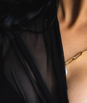 18k Gold-Plated Paperclip Necklace - Round Freshwater Pearl - ROMALI