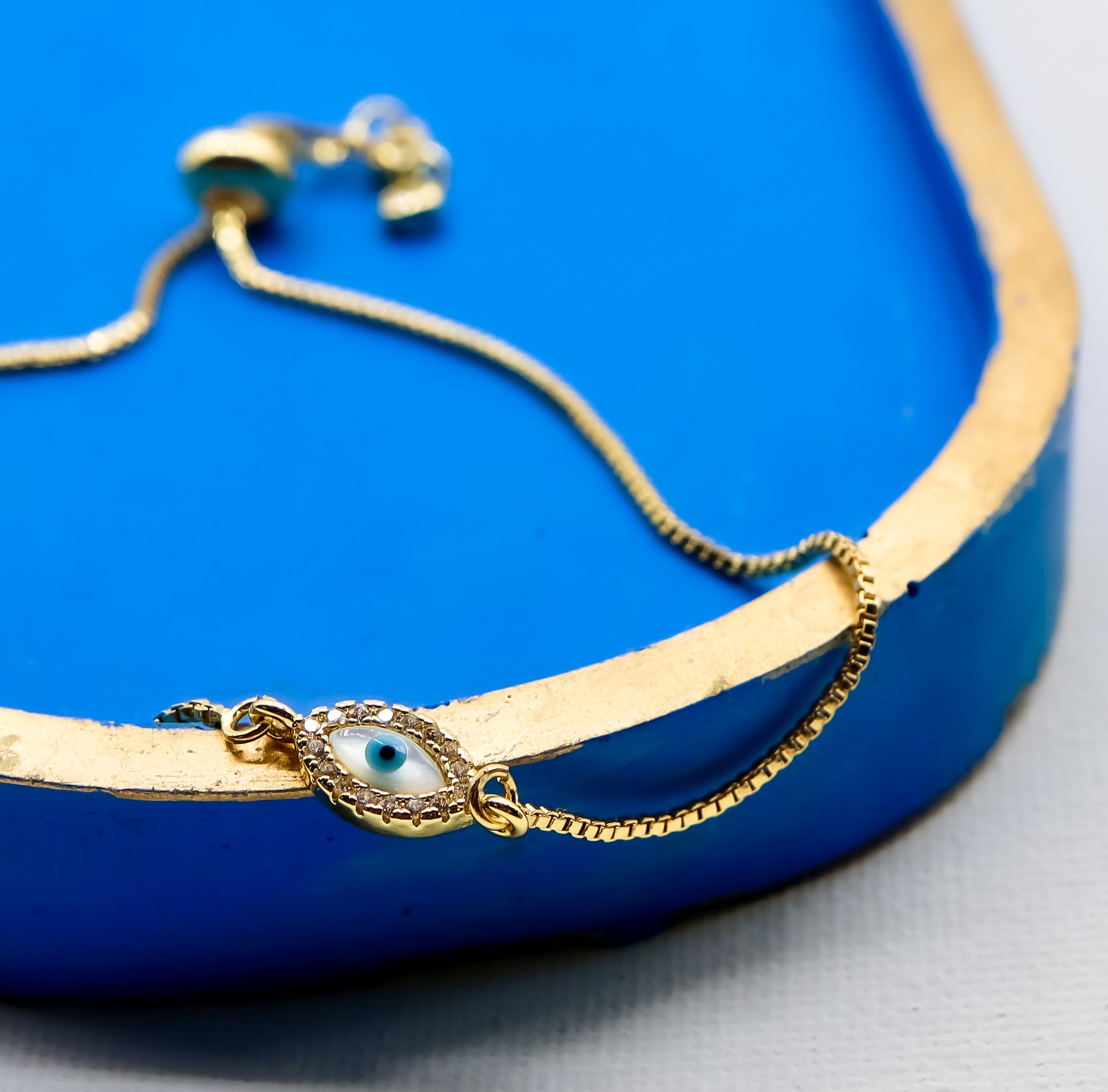 18k Gold-Plated Adjustable Evil Eye Bracelet