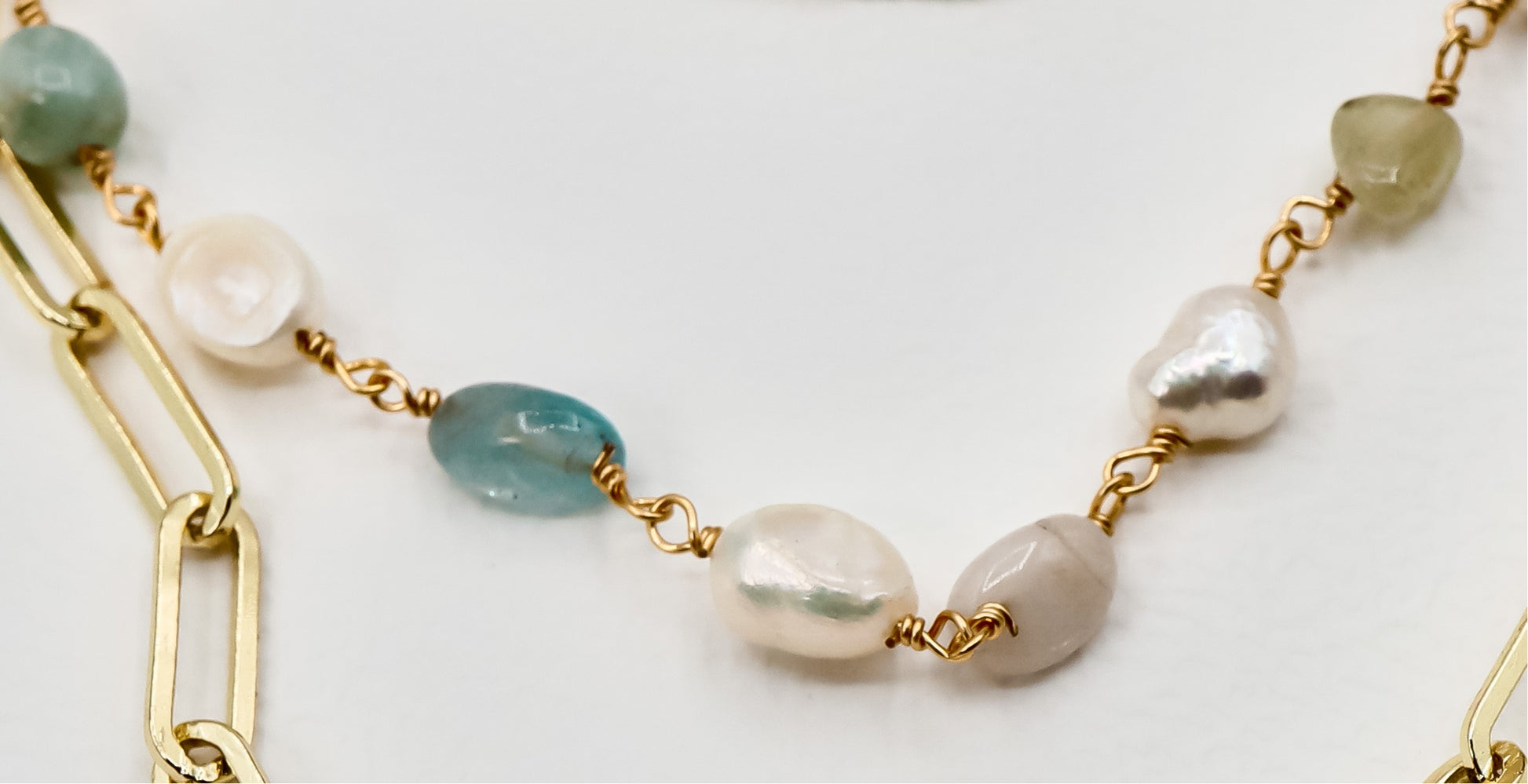 18k Gold-Plated Natural Agate & Freshwater Pearl Set