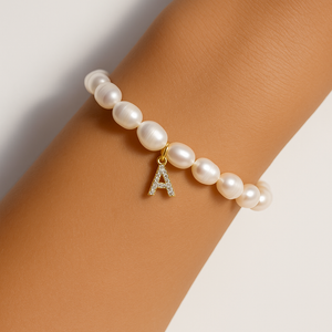 ROMALI Pearl Initial Bracelet - 18K Gold-Plated