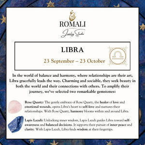 ROMALI Libra Zodiac Beaded Bracelet - Rose Quartz & Lapis Lazuli - ROMALI