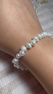 18k Gold-Plated Natural Keshi Freshwater Pearl Bracelet