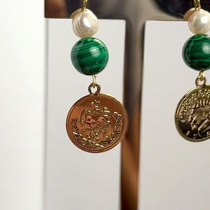 ROMALI Majestic Pahlavi Iranian Coin Drop Dangle Earrings - 18k GoldPlated