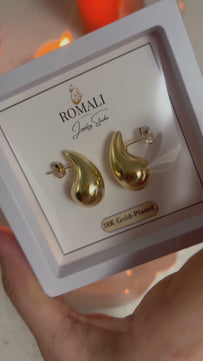 18k Gold-Plated Medium Chunky Golden Teardrop Earrings