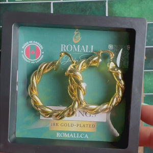 ROMALI 18K Gold-Plated Twisted Hoop Earrings