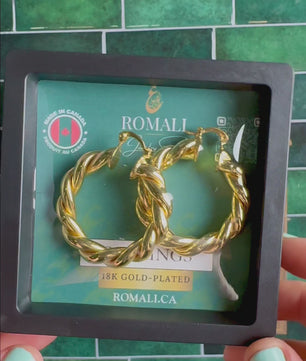 ROMALI 18K Gold-Plated Twisted Hoop Earrings