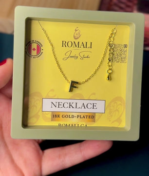 ROMALI 18k Gold-Plated Initial pendant Adjustable Necklace