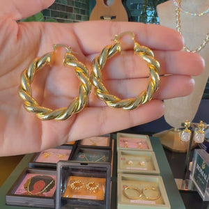 ROMALI 18K Gold-Plated Twisted Hoop Earrings