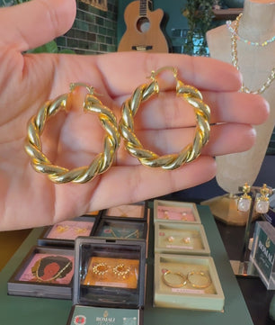 ROMALI 18K Gold-Plated Twisted Hoop Earrings