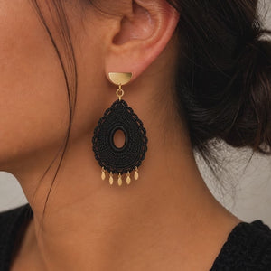 ROMALI Midnight Drop Crochet Earrings | 18K Gold-Plated