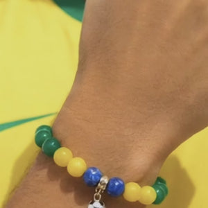 ROMALI Portugal Soccer Beaded Bracelet | Green Jade, Cherry Jade & Yellow Jade Unisex