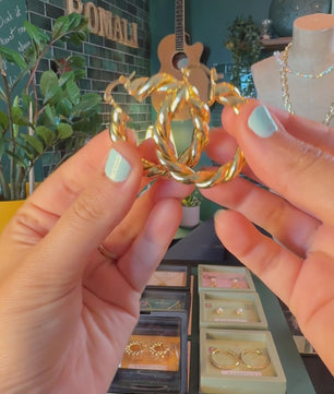 ROMALI 18K Gold-Plated Twisted Hoop Earrings