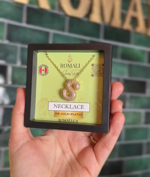 ROMALI 18K Gold-Plated Zirconia Balloon Initial Necklace