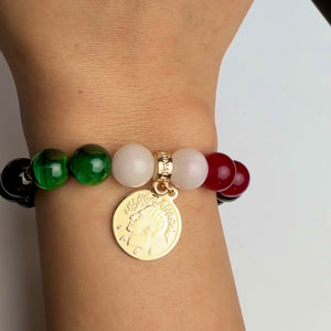 ROMALI Iran Beaded Bracelet | Green Tiger's Eye White Jade Cherry Jade | Unisex