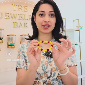 ROMALI Ghana World Cup Soccer Bracelet | Green Jade, Yellow Jade & Red Jasper | Unisex