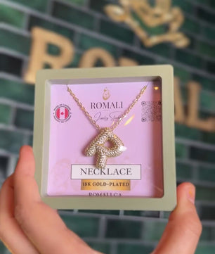 ROMALI 18K Gold-Plated Zirconia Balloon Initial Necklace