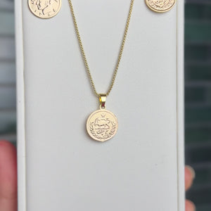 ROMALI Lion & Sun Iranian Coin Necklace | 18K Gold-Plated