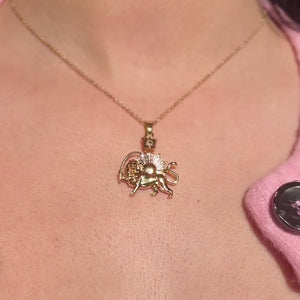 ROMALI Lion & Sun Iran Pahlavi Necklace | 18K Gold-Plated