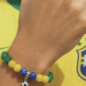 ROMALI Portugal Soccer Beaded Bracelet | Green Jade, Cherry Jade & Yellow Jade Unisex