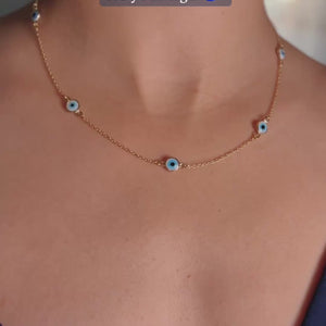 ROMALI 18K Gold-Plated Evil Eye Necklace – Handcrafted Protection