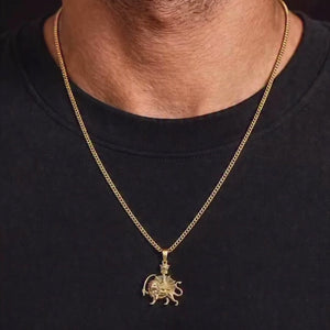 ROMALI Iran Pahlavi Lion & Sun Men's Necklace | 18K Gold-Plated