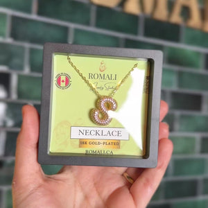 ROMALI 18K Gold-Plated Zirconia Balloon Initial Necklace