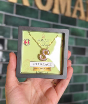 ROMALI 18K Gold-Plated Zirconia Balloon Initial Necklace