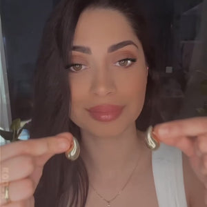 18k Gold-Plated Statement Golden Teardrop Stud Dangle Earrings