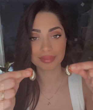 18k Gold-Plated Statement Golden Teardrop Stud Dangle Earrings