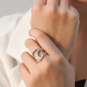 ROMALI Stainless Steel Abstract Knot Adjustable Ring