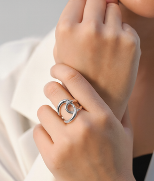 ROMALI Stainless Steel Abstract Knot Adjustable Ring