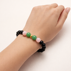 ROMALI Taurus Zodiac Beaded Bracelet - Green Jade & Rose Quartz April 20 – May 20