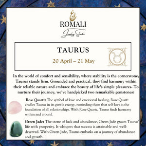 ROMALI Taurus Zodiac Beaded Bracelet - Green Jade & Rose Quartz - ROMALI
