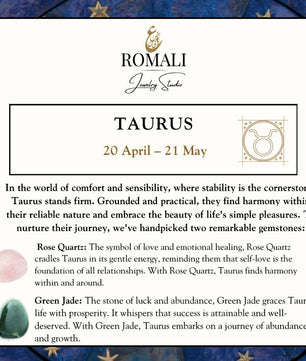 ROMALI Taurus Zodiac Beaded Bracelet - Green Jade & Rose Quartz - ROMALI
