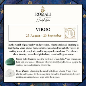 ROMALI Virgo Zodiac Beaded Bracelet - Clear Quartz & Green Jade - ROMALI