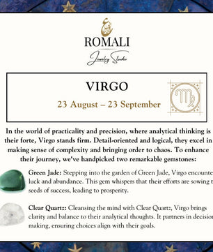 ROMALI Virgo Zodiac Beaded Bracelet - Clear Quartz & Green Jade - ROMALI