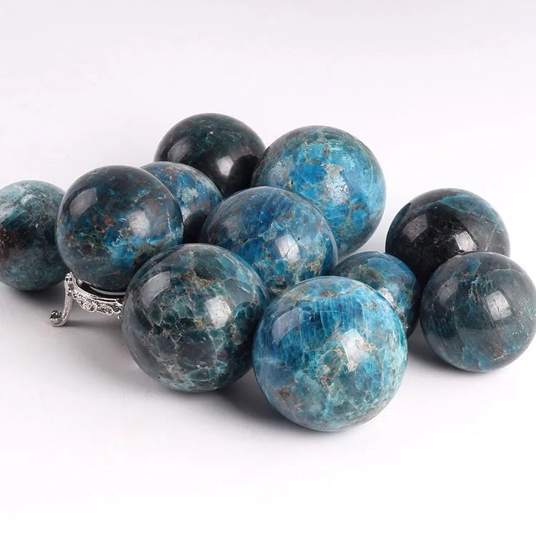 Blue Apatite Crystal Sphere - 3 Inch Diameter for Communication and Self-expression