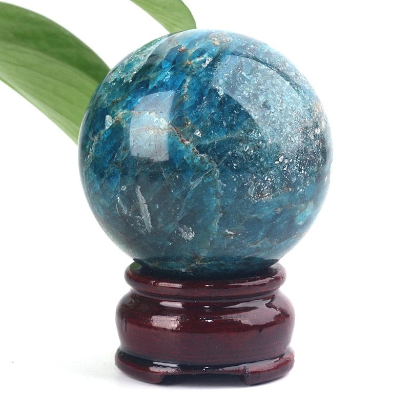 Blue Apatite Crystal Sphere - 3 Inch Diameter for Communication and Self-expression